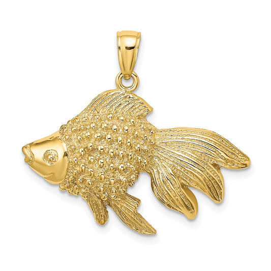 14k Yellow Gold 2-D & Engraved Striped Fish Charm