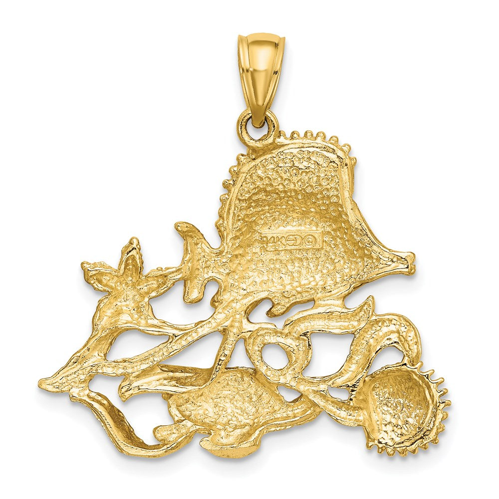 14k Yellow Gold Polished /Textured Aquarium Story Charm