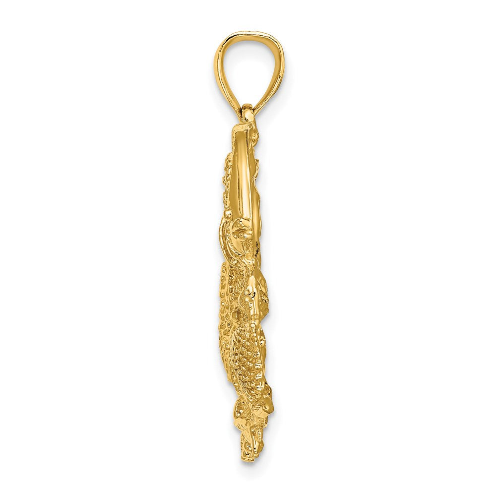 14k Yellow Gold Polished /Textured Aquarium Charm