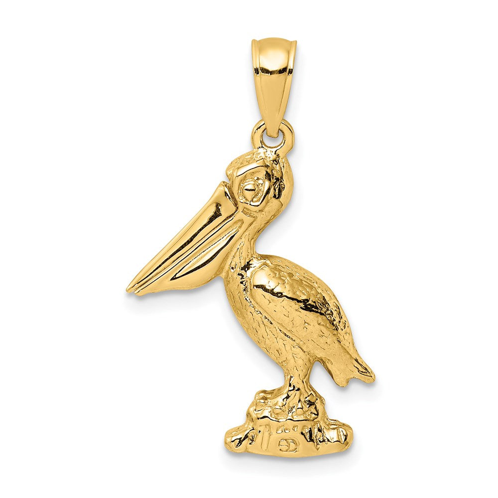 14k Yellow Gold 3-D Large Standing Pelican with Moveable Mouth Charm