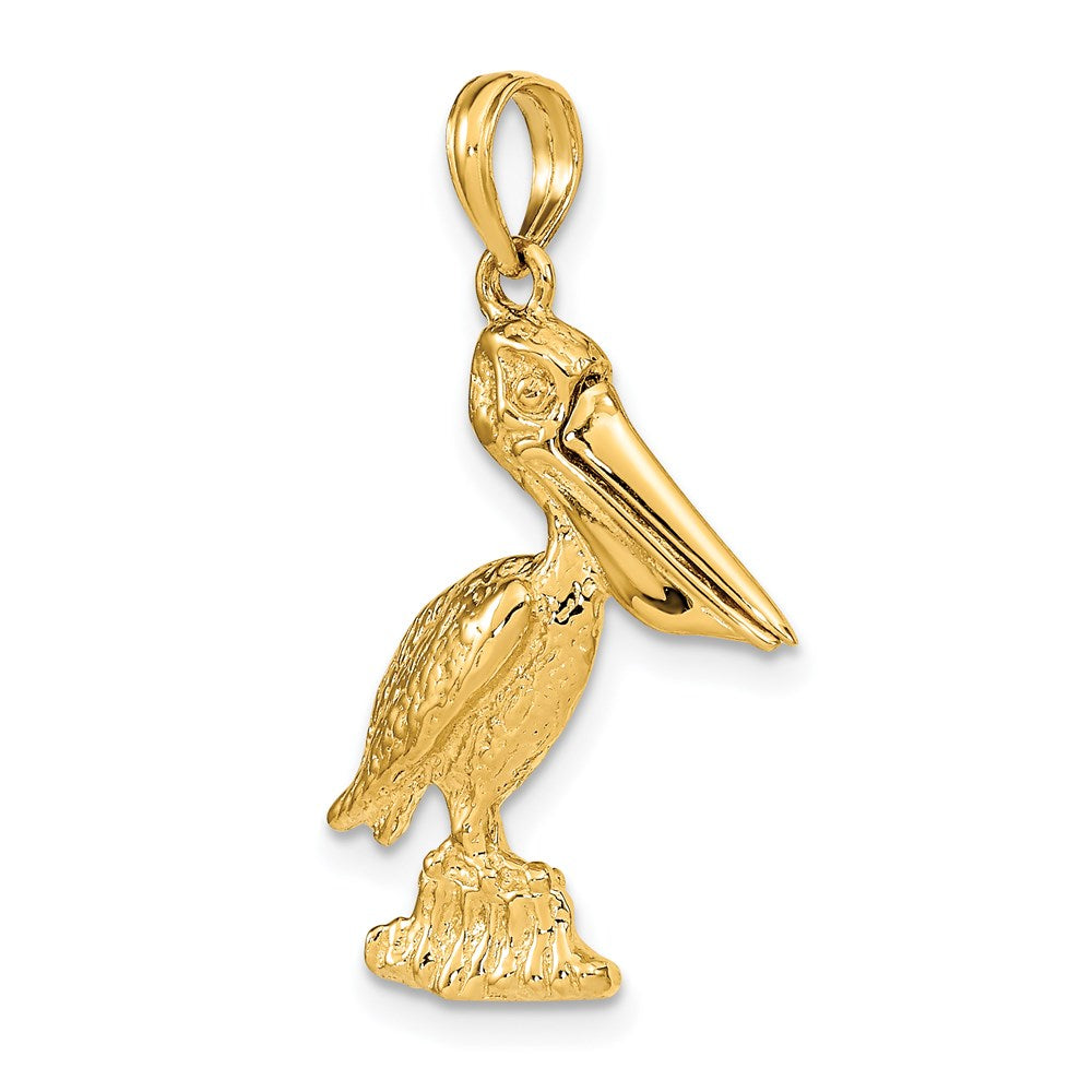 14k Yellow Gold 3-D Large Standing Pelican with Moveable Mouth Charm