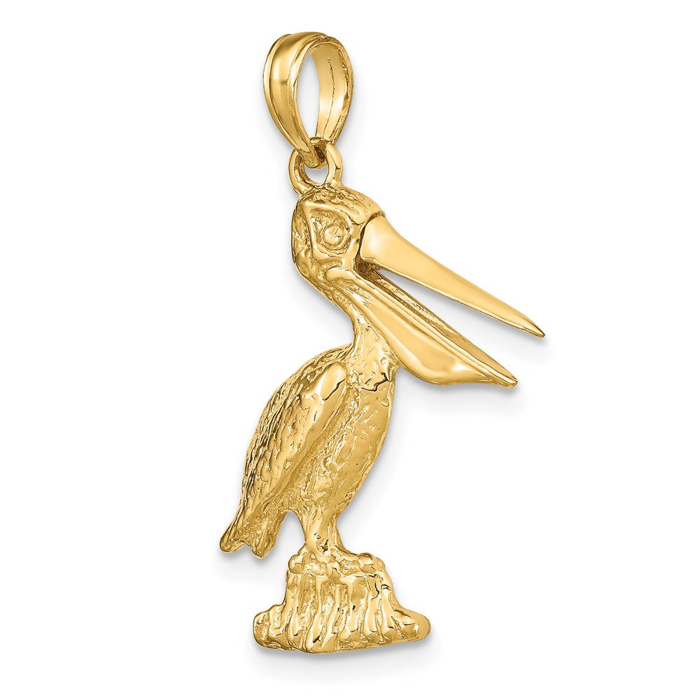 14k Yellow Gold 3-D Large Standing Pelican with Moveable Mouth Charm