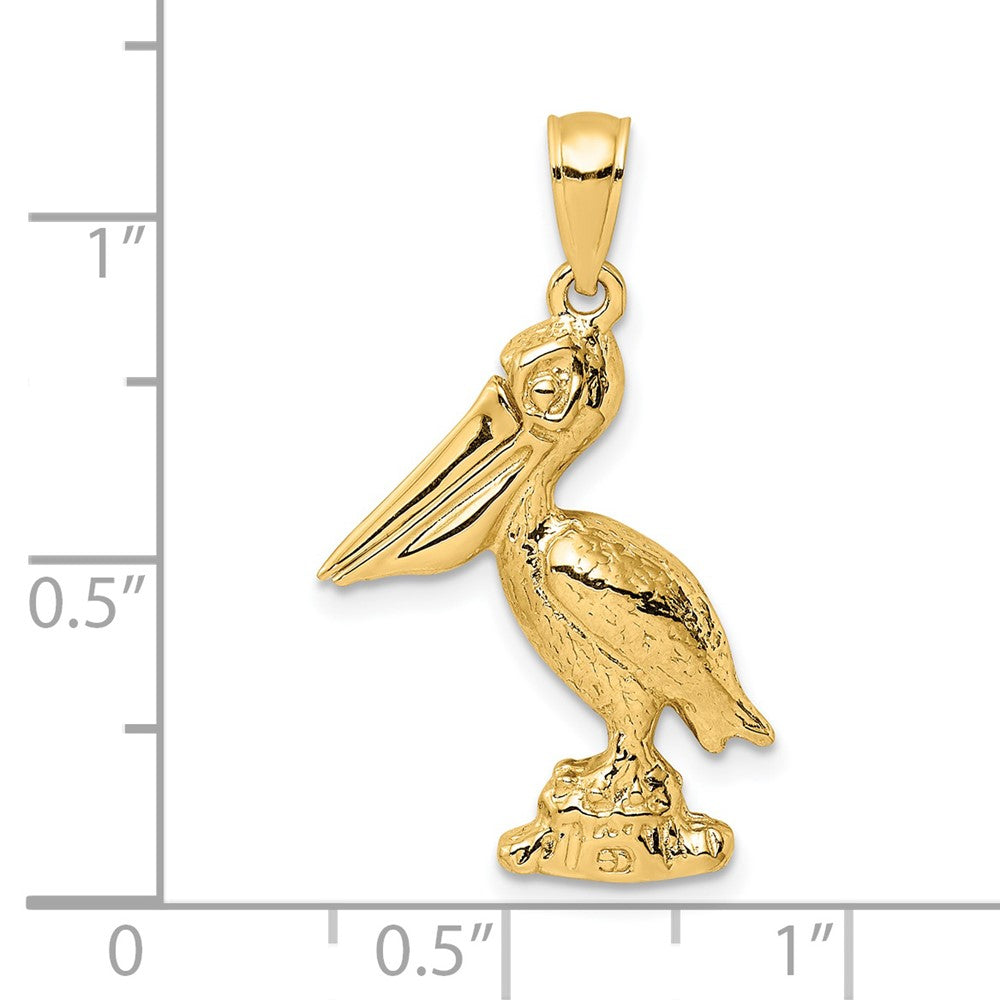 14k Yellow Gold 3-D Large Standing Pelican with Moveable Mouth Charm