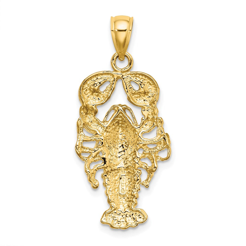 14k Yellow Gold Textured Maine Lobster Charm