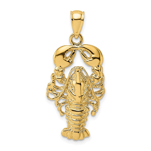 14k Yellow Gold Textured Maine Lobster Charm