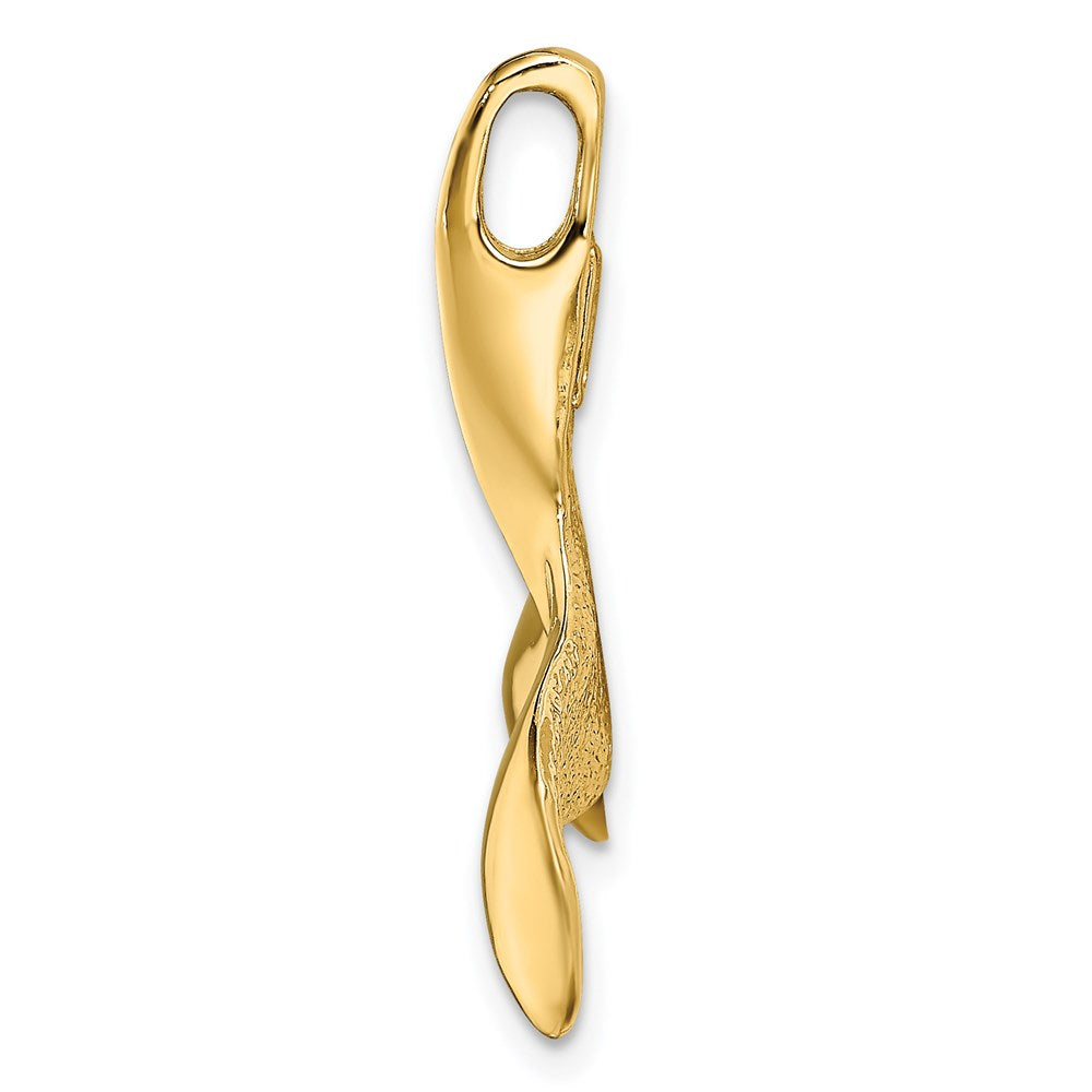 14k Yellow Gold 3-D Polished/Textured Whale Tail Charm