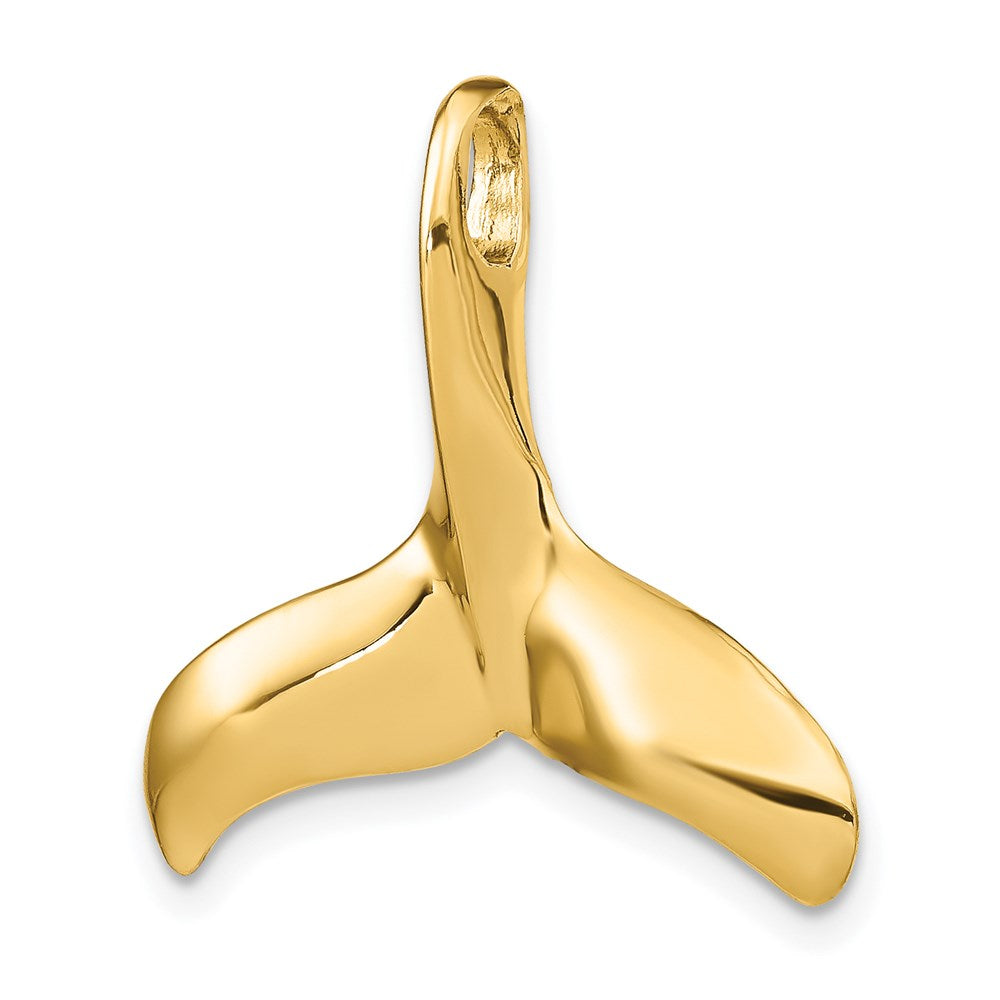 14k Yellow Gold 3-D Polished/Textured Whale Tail Charm