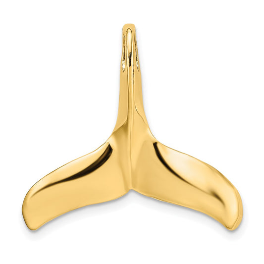 14k Yellow Gold 3-D Polished/Textured Whale Tail Charm