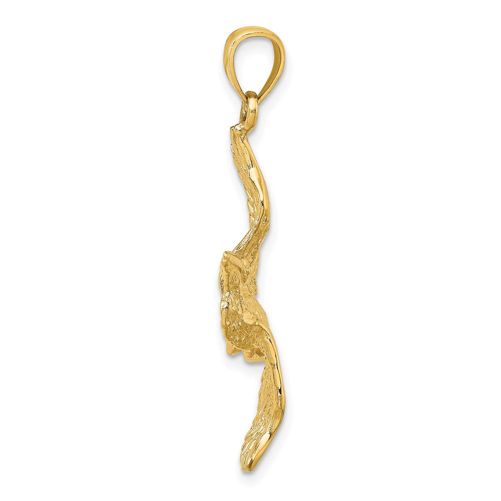 14k Yellow Gold 3-D Pelican Flying Charm