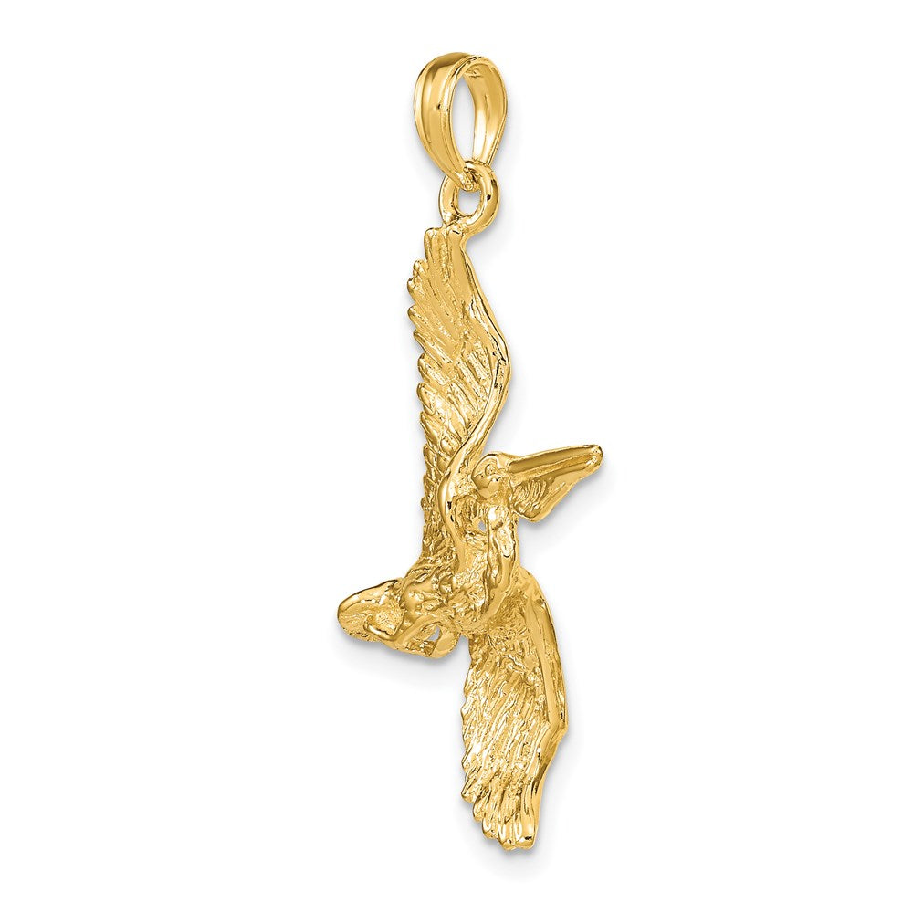 14k Yellow Gold 3-D Pelican Flying Charm