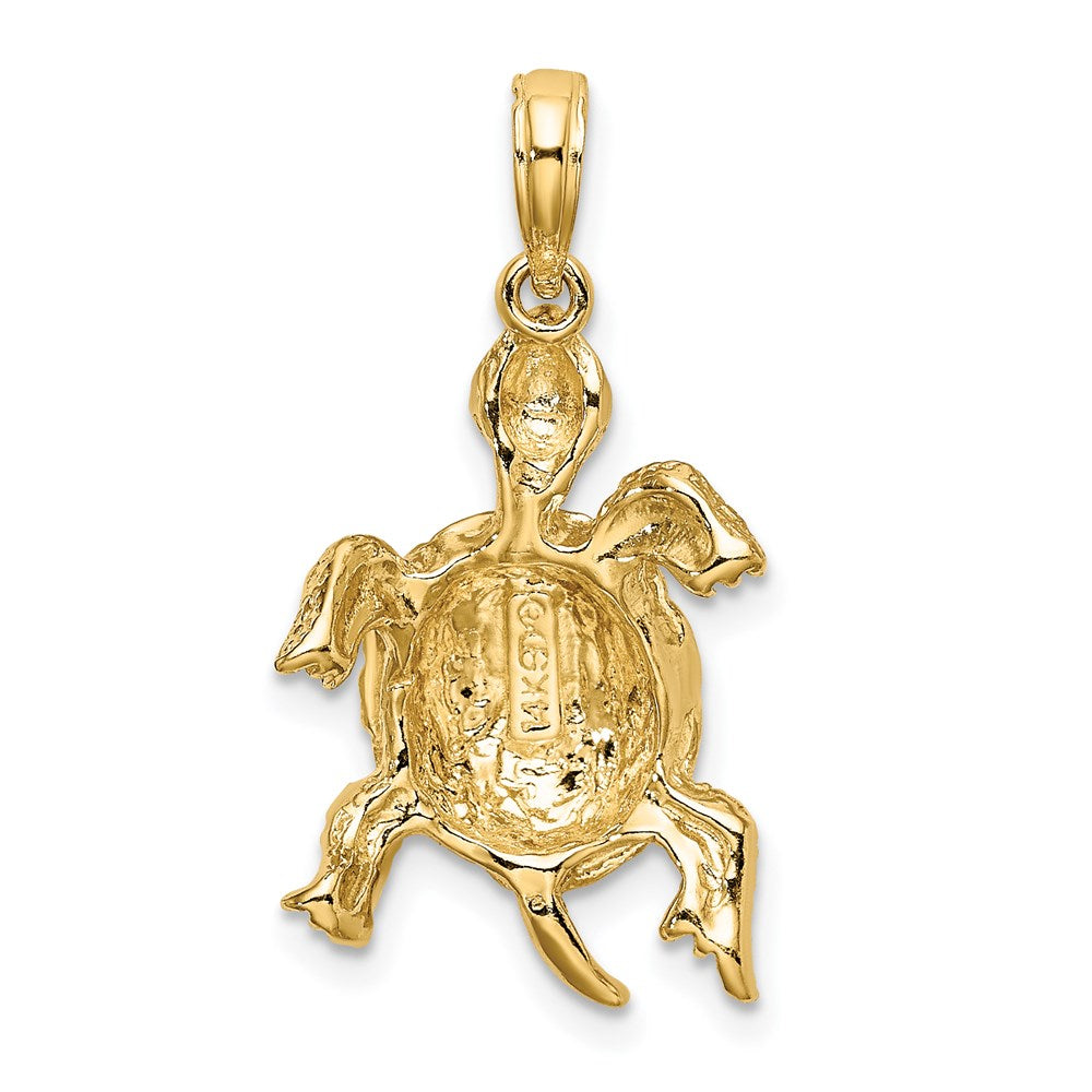 14k Yellow Gold Polished and Textured Turtle Charm