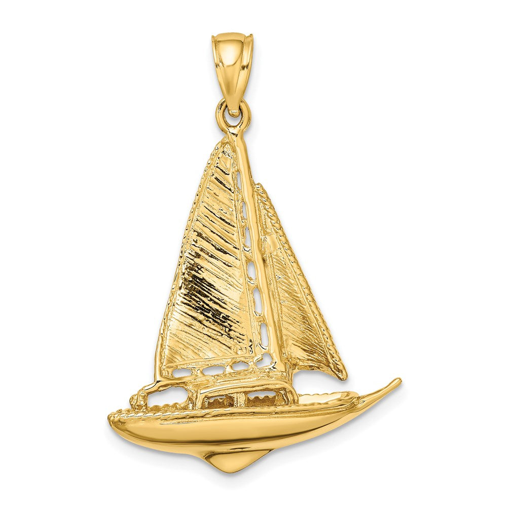 14k Yellow Gold 3-D Polished Sailboat Charm