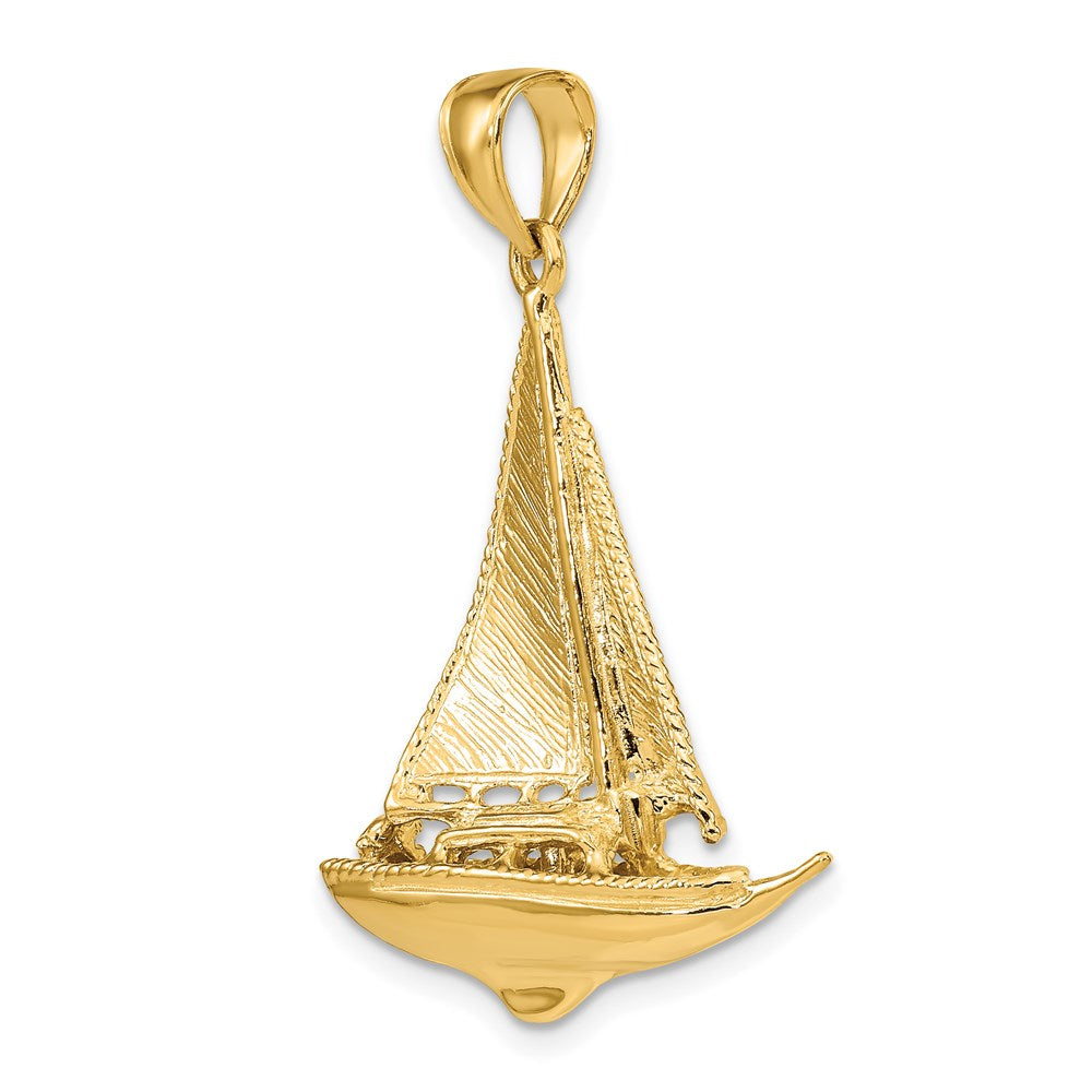 14k Yellow Gold 3-D Polished Sailboat Charm