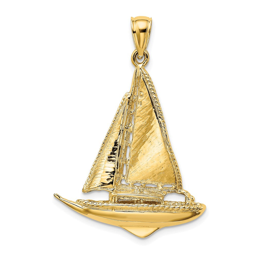 14k Yellow Gold 3-D Polished Sailboat Charm