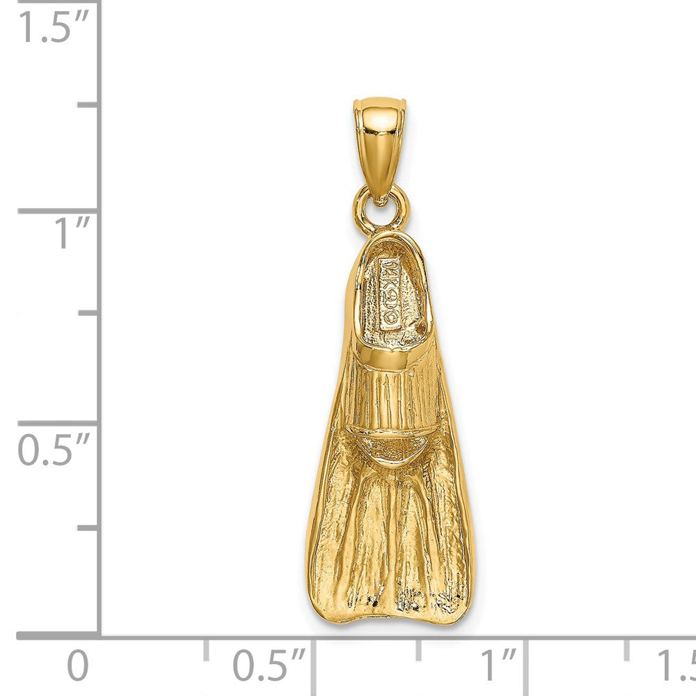 14k Yellow Gold 3-D Scuba Flipper Charm