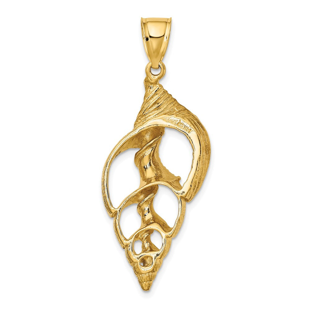 14k Yellow Gold Cut-Out Conch Shell Skeleton Charm