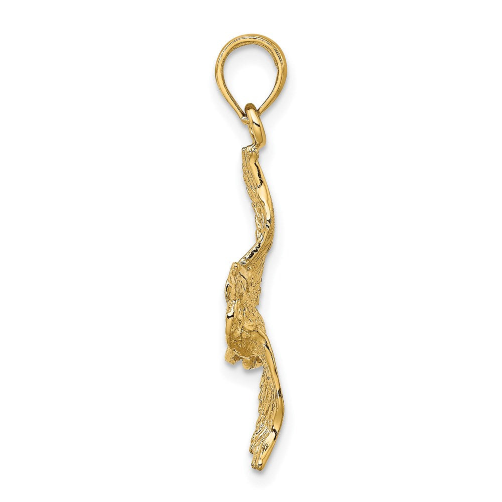 14k Yellow Gold 3-D Pelican Flying Charm