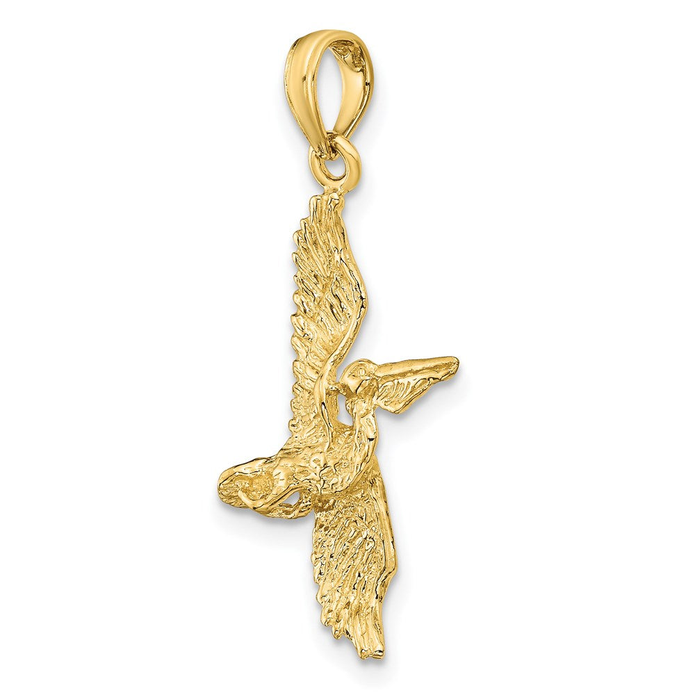 14k Yellow Gold 3-D Pelican Flying Charm