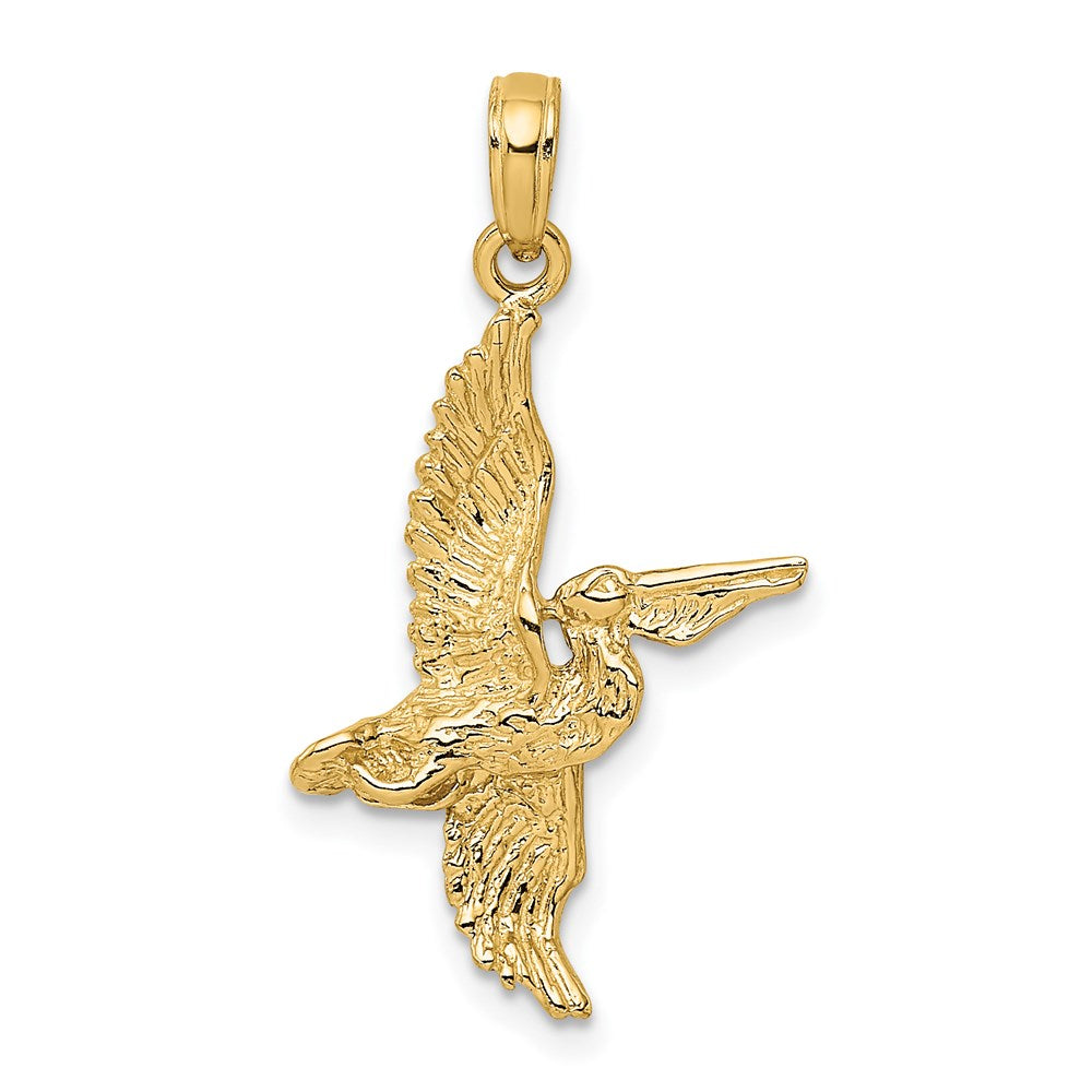 14k Yellow Gold 3-D Pelican Flying Charm