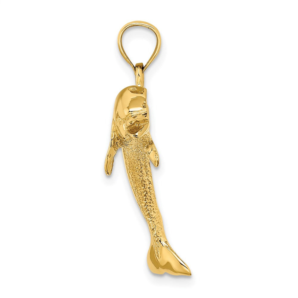 14k Yellow Gold Polished Jumping Dolphin Charm