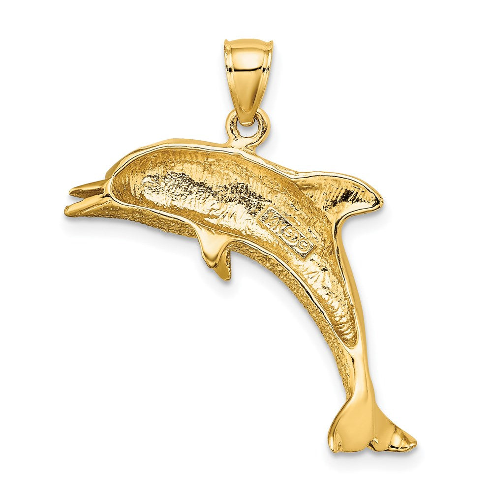 14k Yellow Gold Polished Jumping Dolphin Charm