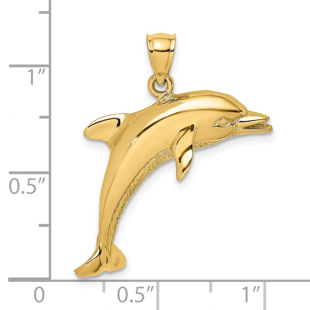 14k Yellow Gold Polished Jumping Dolphin Charm