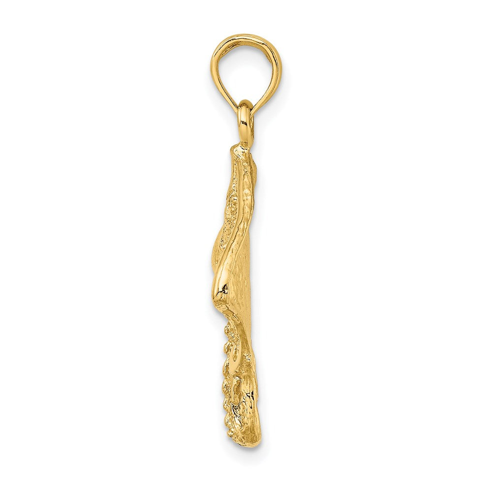 14k Yellow Gold Textured Stingray with Polished Edge Charm