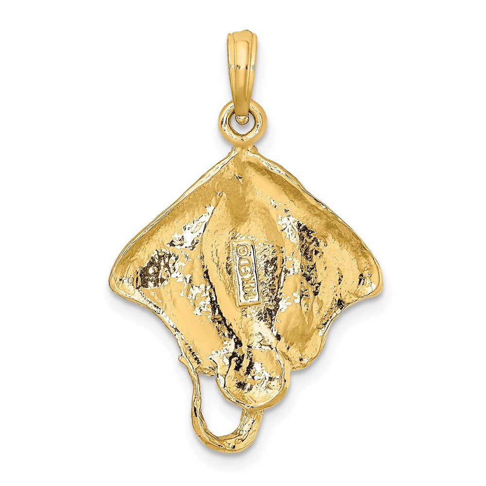 14k Yellow Gold Textured Stingray with Polished Edge Charm