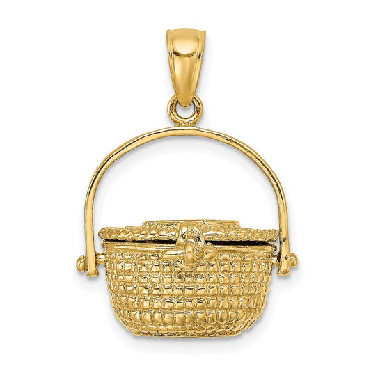 14k Yellow Gold 3-D Nantucket Basket Charm