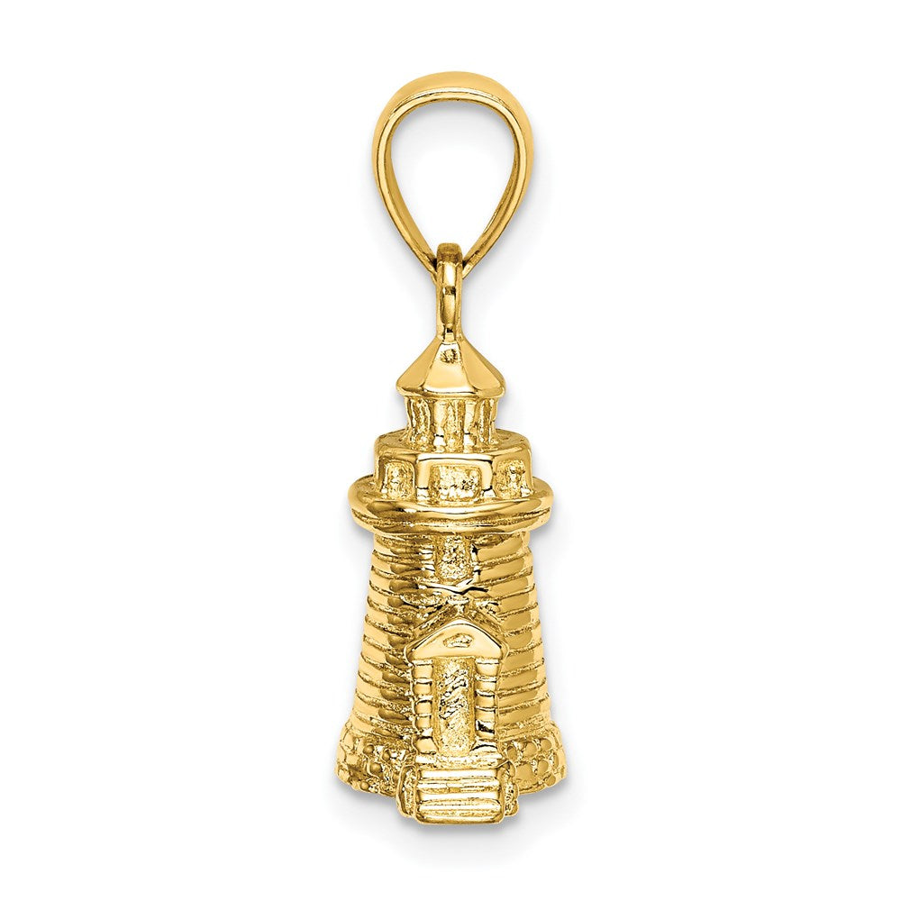 14k Yellow Gold 3-D Brant Point Lighthouse Nantucket Harbor Ma Charm