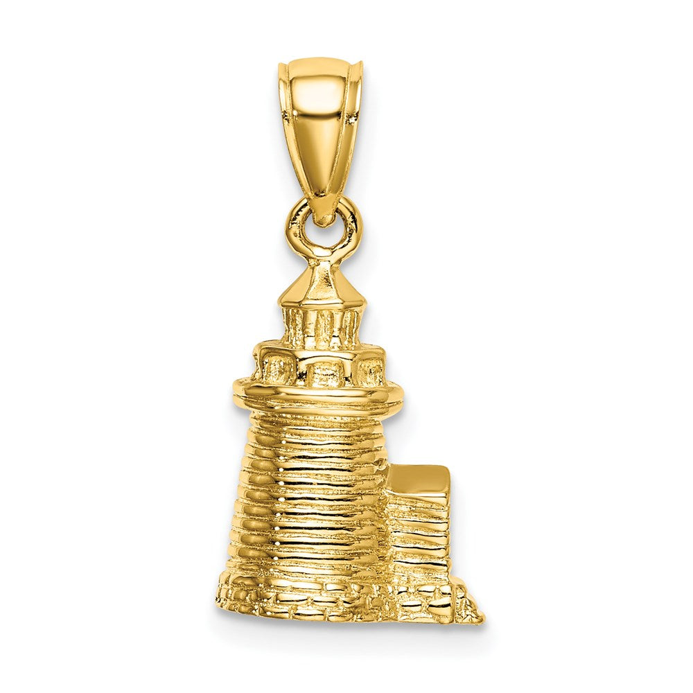 14k Yellow Gold 3-D Brant Point Lighthouse Nantucket Harbor Ma Charm