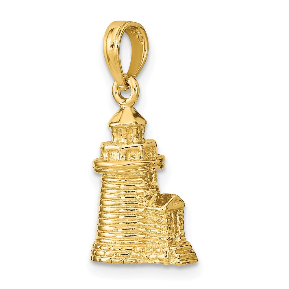 14k Yellow Gold 3-D Brant Point Lighthouse Nantucket Harbor Ma Charm