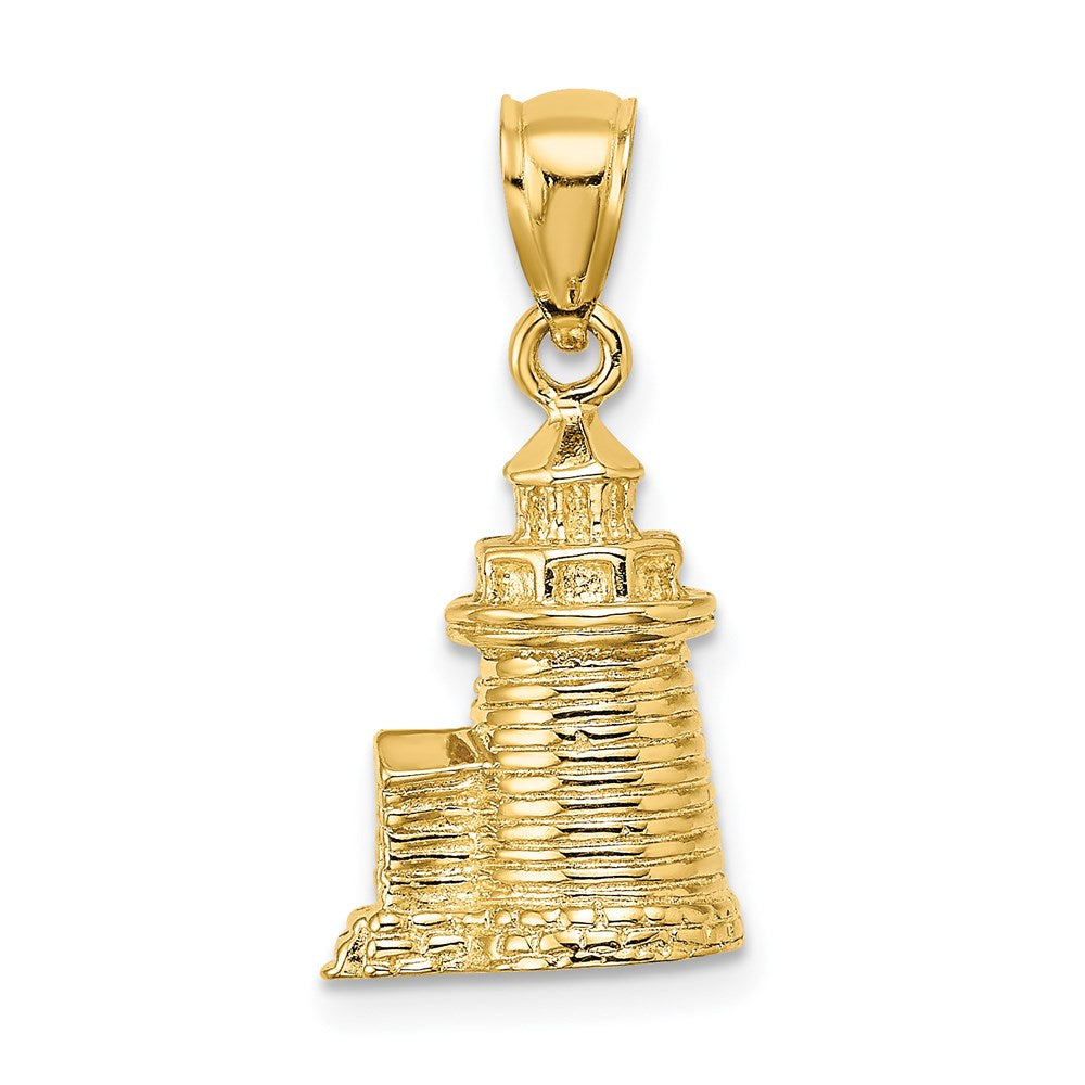 14k Yellow Gold 3-D Brant Point Lighthouse Nantucket Harbor Ma Charm