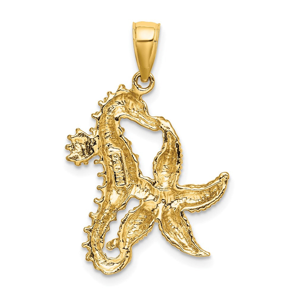 14k Yellow Gold Starfish and Seahorse Charm