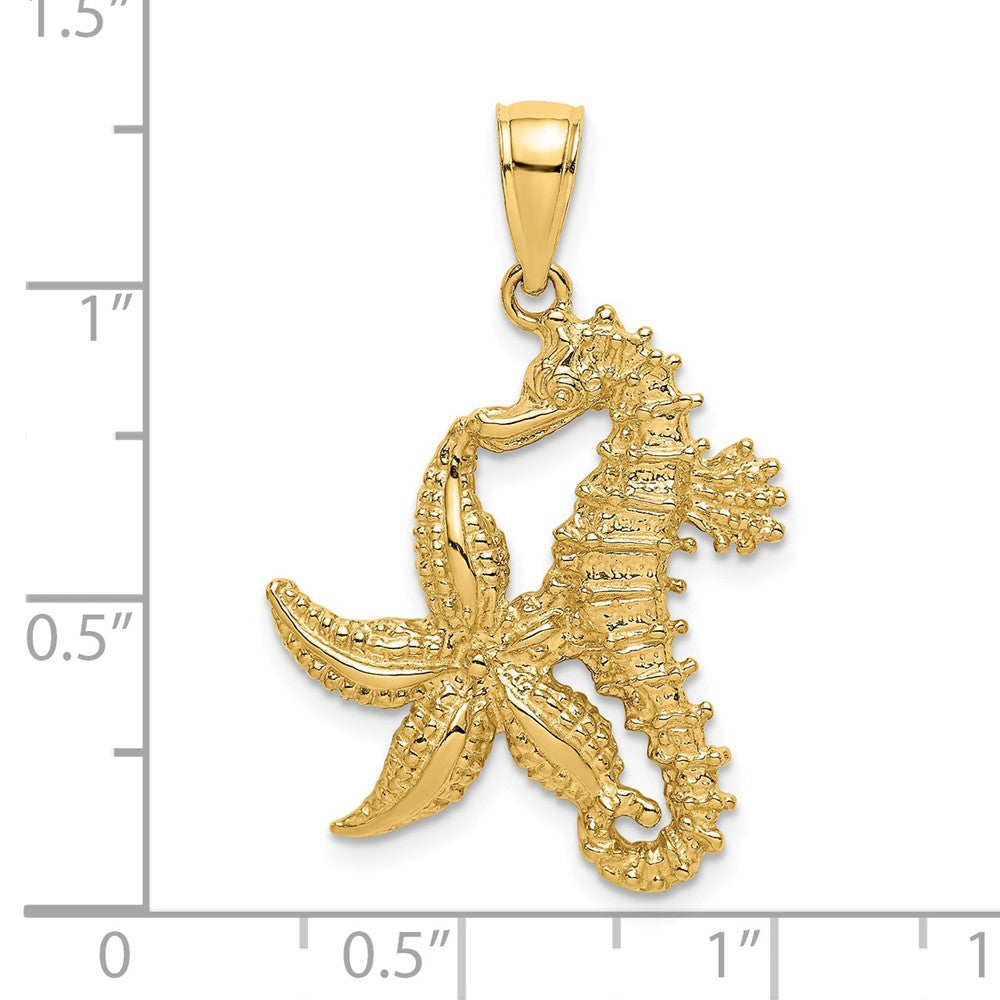 14k Yellow Gold Starfish and Seahorse Charm