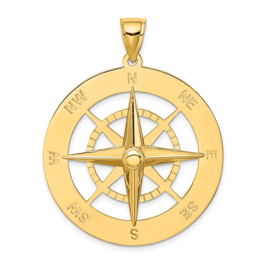 14k Yellow Gold Nautical Compass Charm