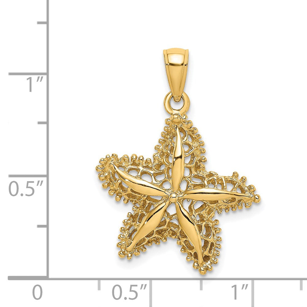 14k Yellow Gold Starfish Filigree Charm