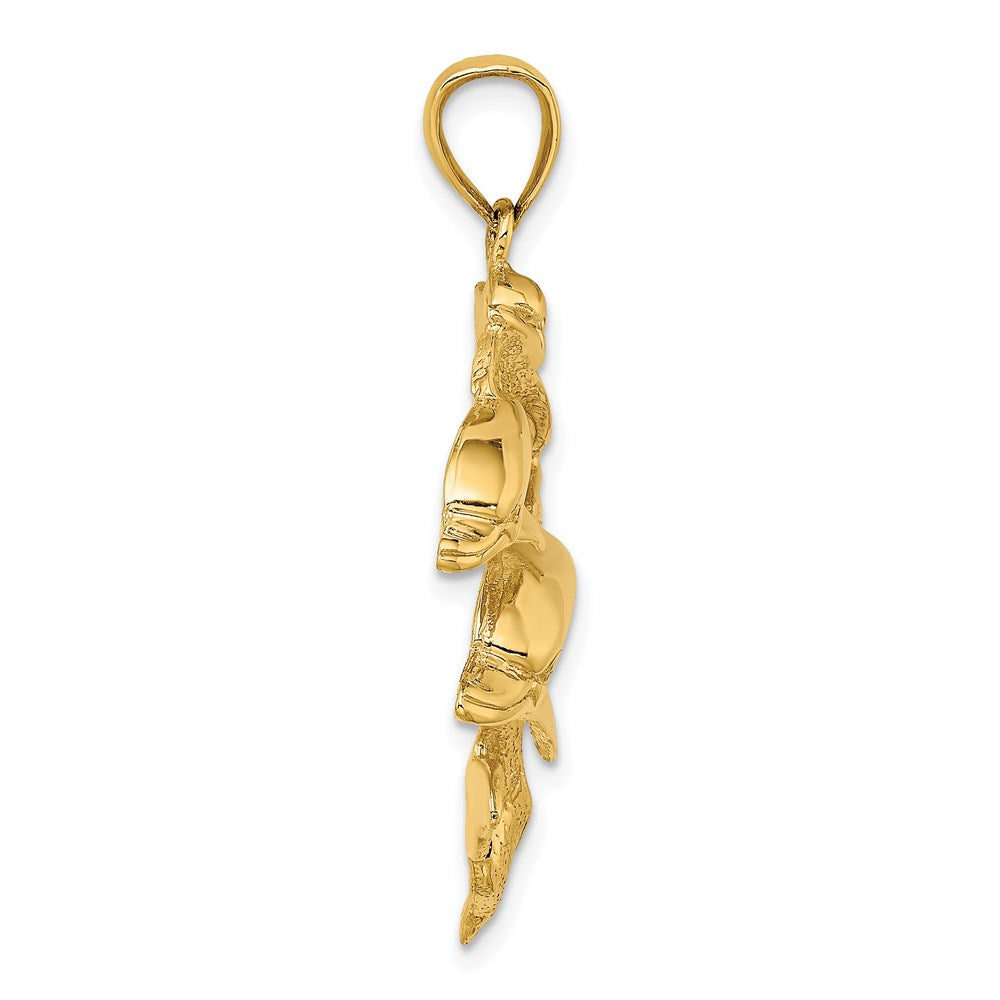 14k Yellow Gold 2-D Three Dolphins Charm