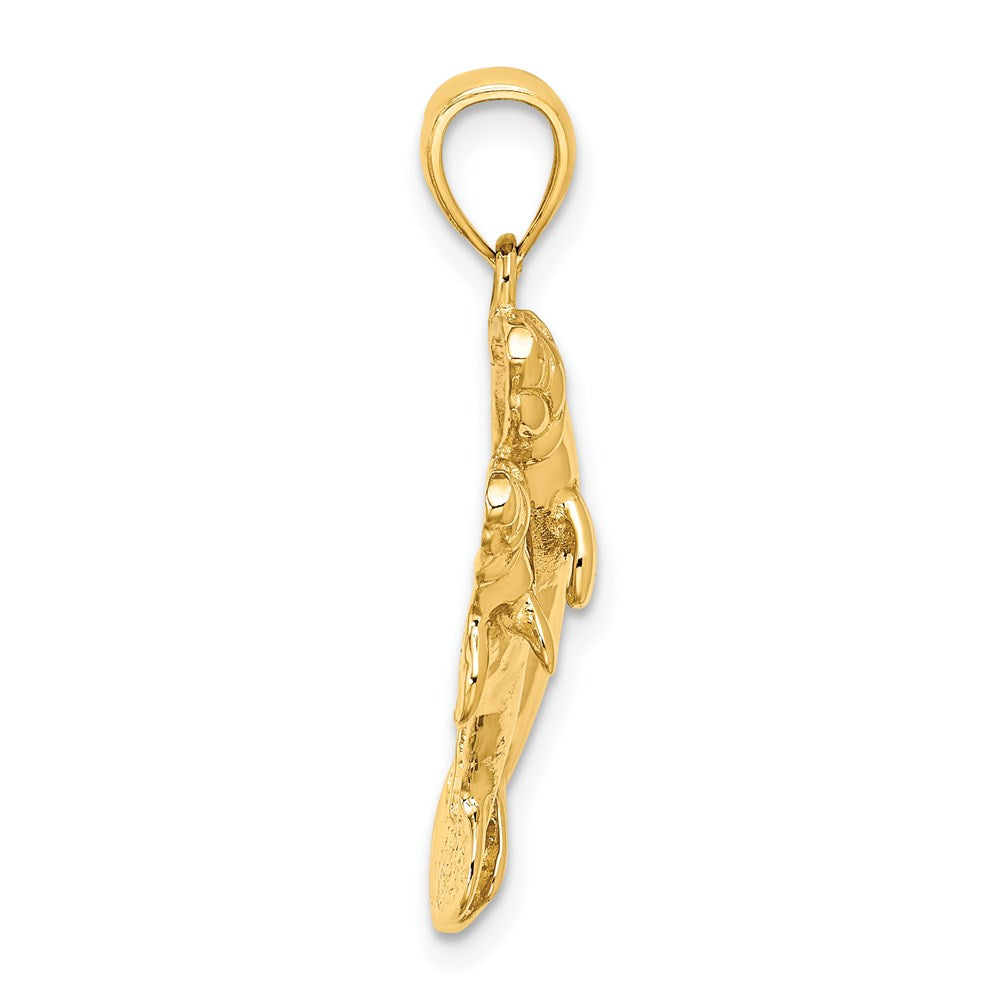 14k Yellow Gold 2-D /Polished Two Manatees Charm