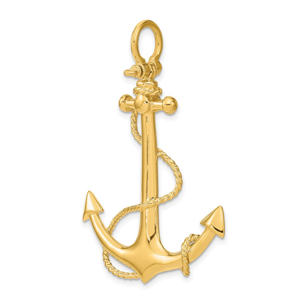 14k Yellow Gold 3-D Large Anchor w/ Rope Charm