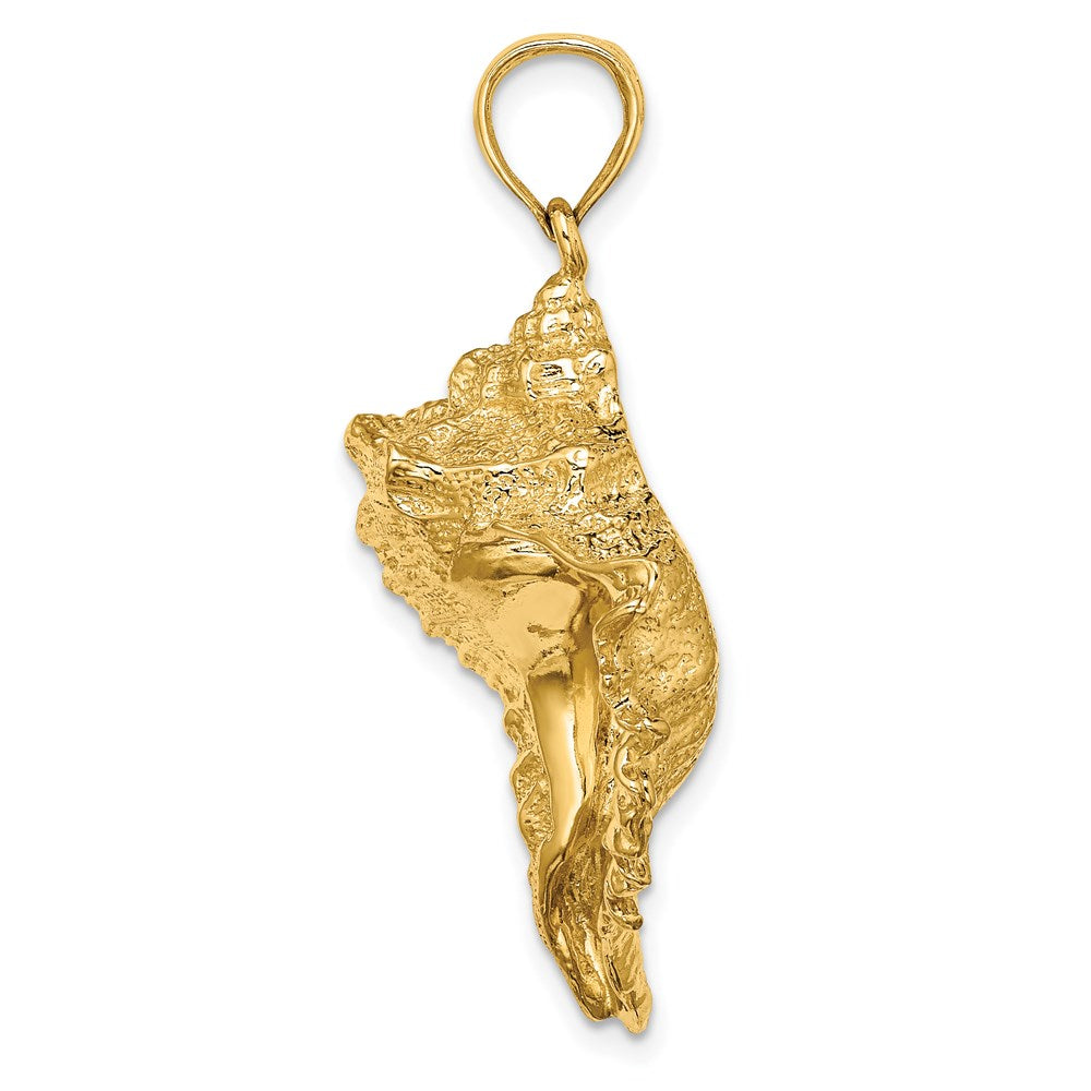 14k Yellow Gold Texture 2-D Conch Shell Charm