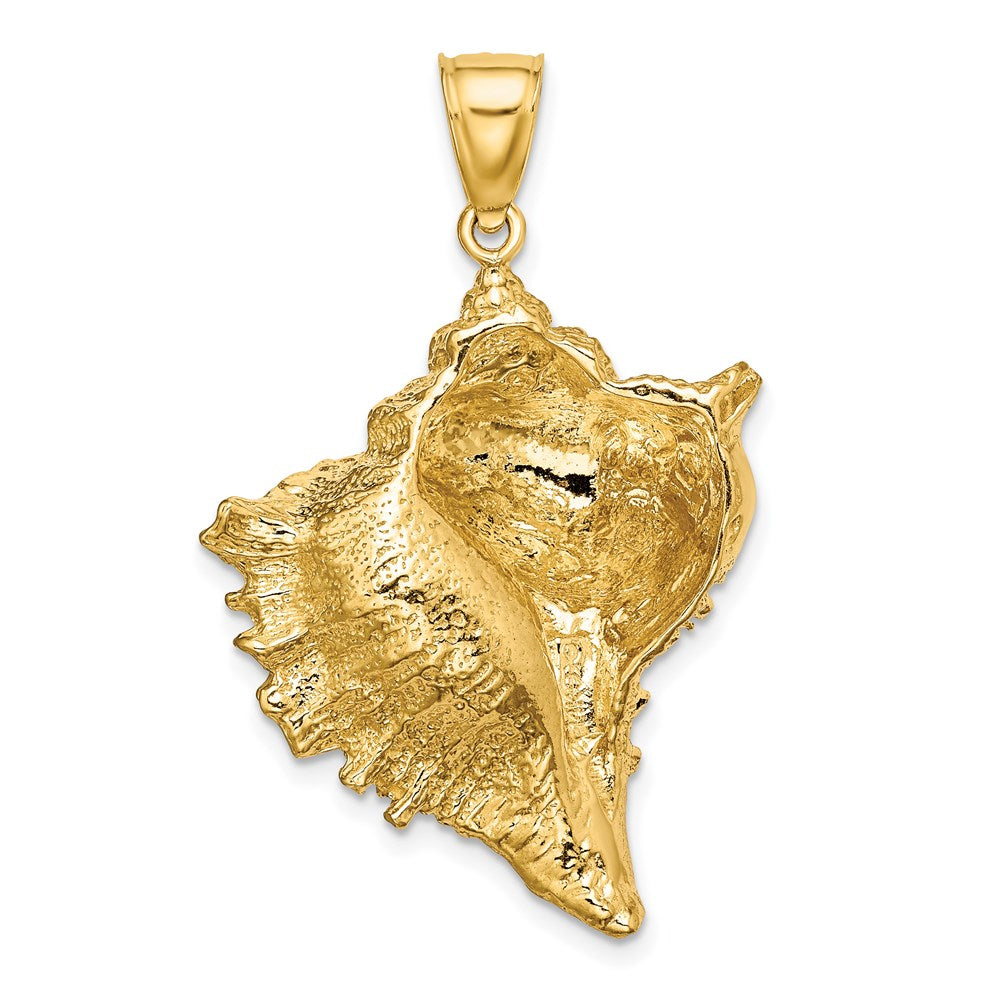 14k Yellow Gold Texture 2-D Conch Shell Charm