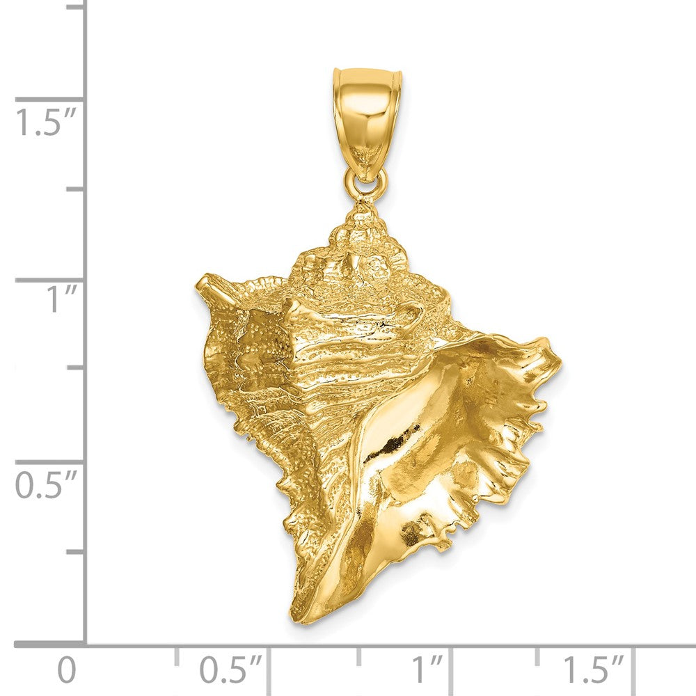 14k Yellow Gold Texture 2-D Conch Shell Charm