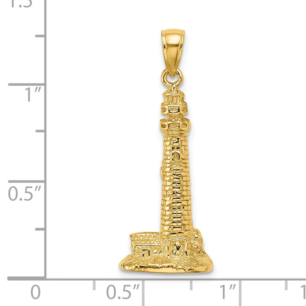 14k Yellow Gold 3D CAPE MAY NJ Lighthouse Charm