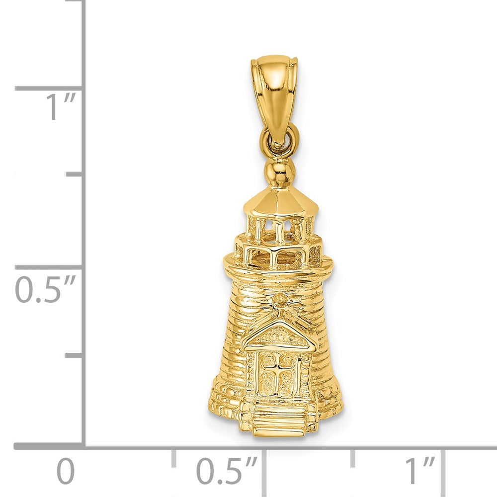 14k Yellow Gold 3-D Brant Point Lighthouse Nantucket Harbor Ma Charm