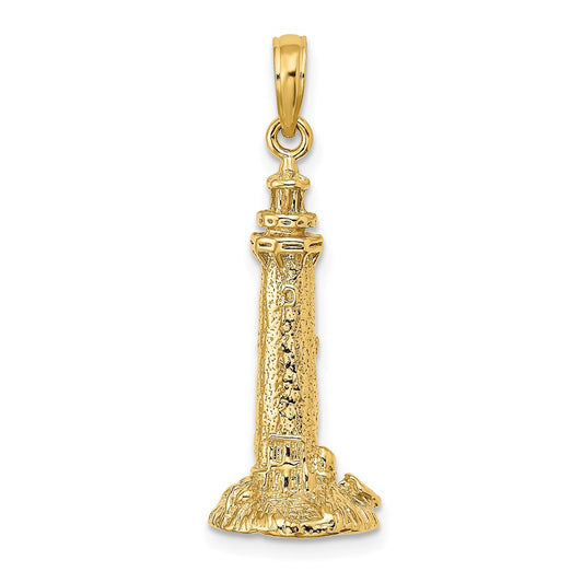 14k Yellow Gold 3-D Fenwick Island Lighthouse De Charm