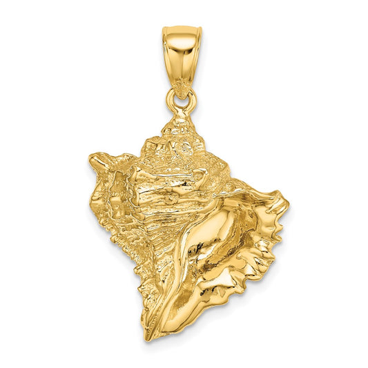 14k Yellow Gold Textured Conch Shell Charm