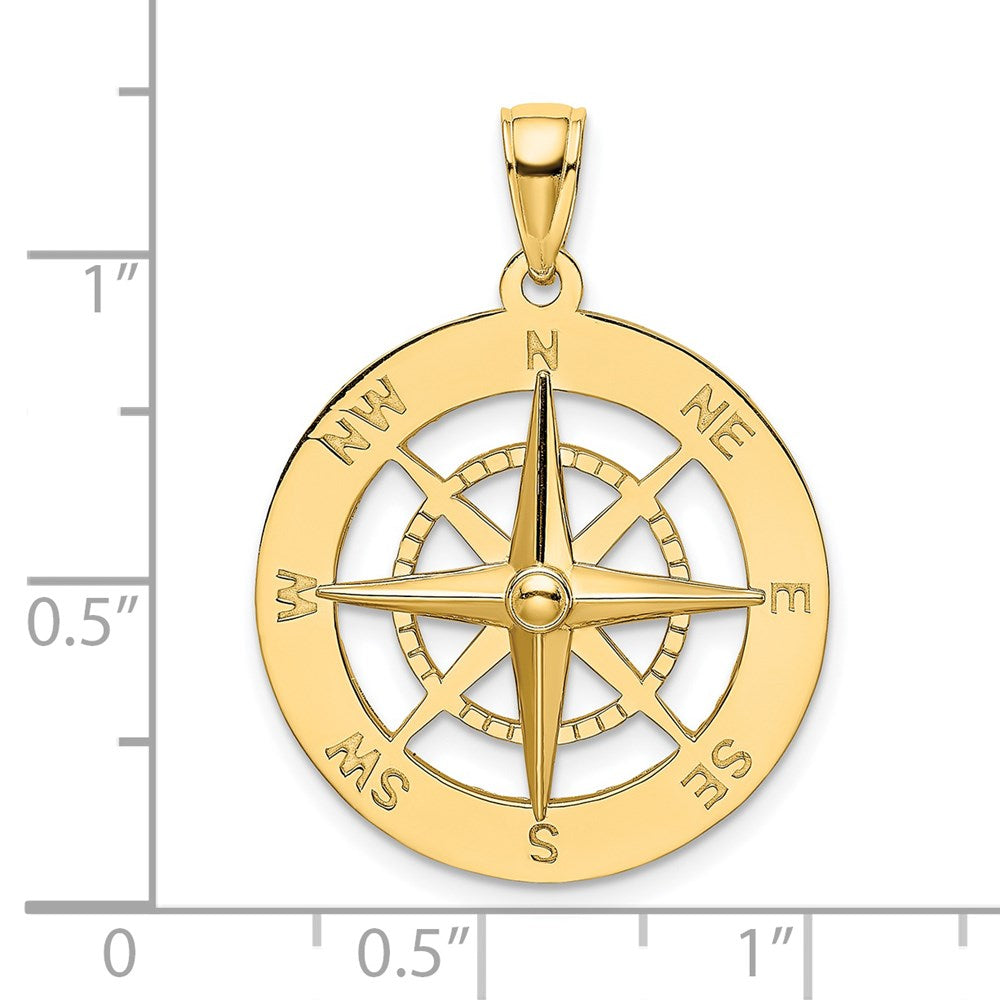 14k Yellow Gold Nautical Compass Charm