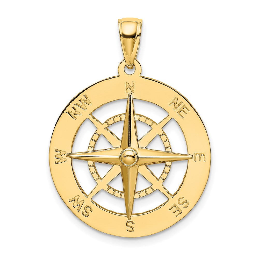 14k Yellow Gold Nautical Compass Charm