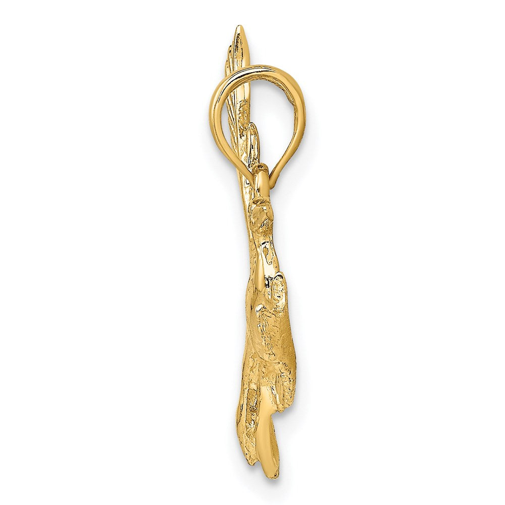 14k Yellow Gold Flying Heron Bird Charm